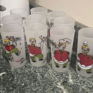 Cartoon Character Frosted Federal Glass Tumbler vintage